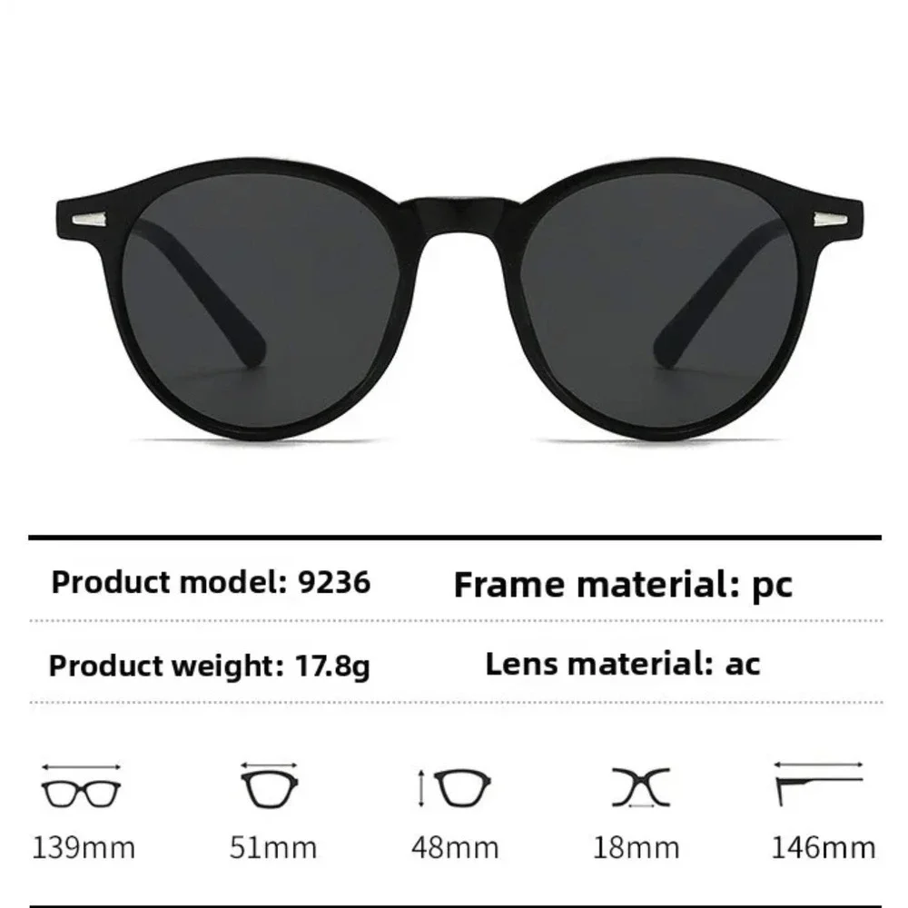 Stylish Retro Men Round Sunglasses Featuring Sleek Black Frames And Dark Lenses